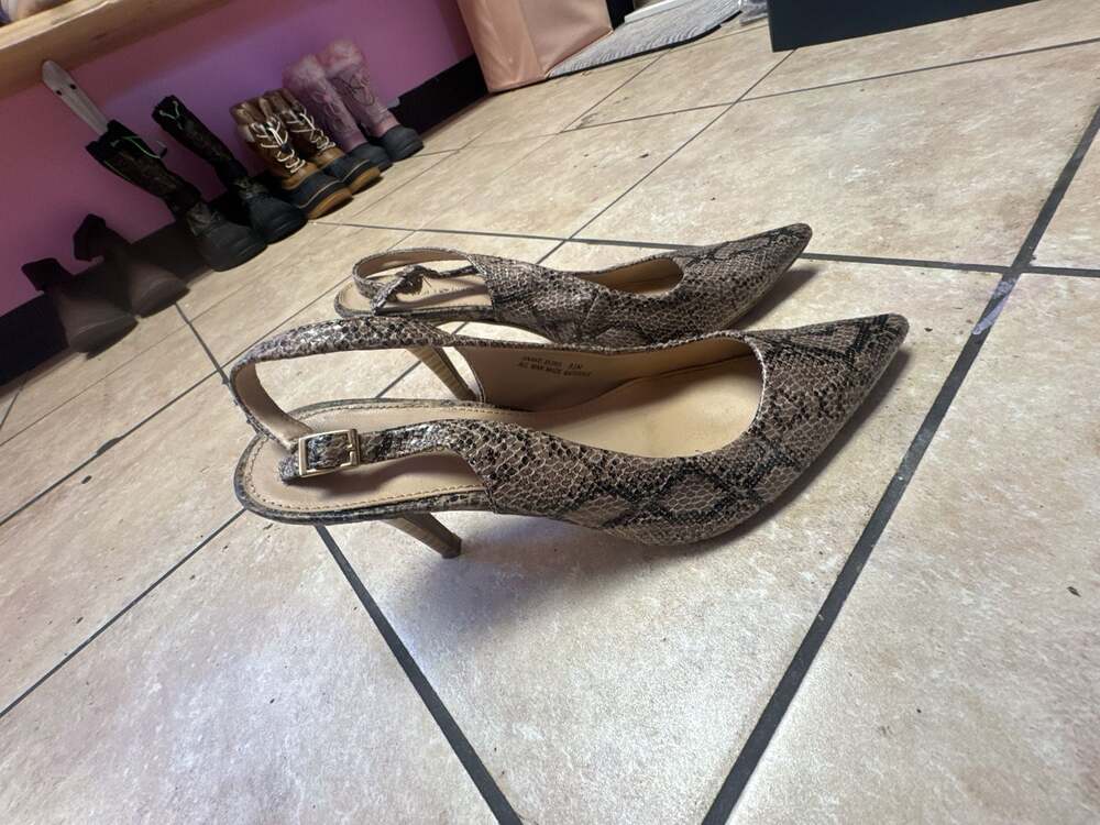 Fashion Bug Snake Print Slingback Kitten Heel Pumps